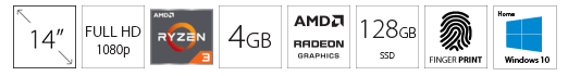 GATEWAY GWTN141 14 FHD AMD Ryzen 3 3200U 4GB 128GB SSD ljubičasti