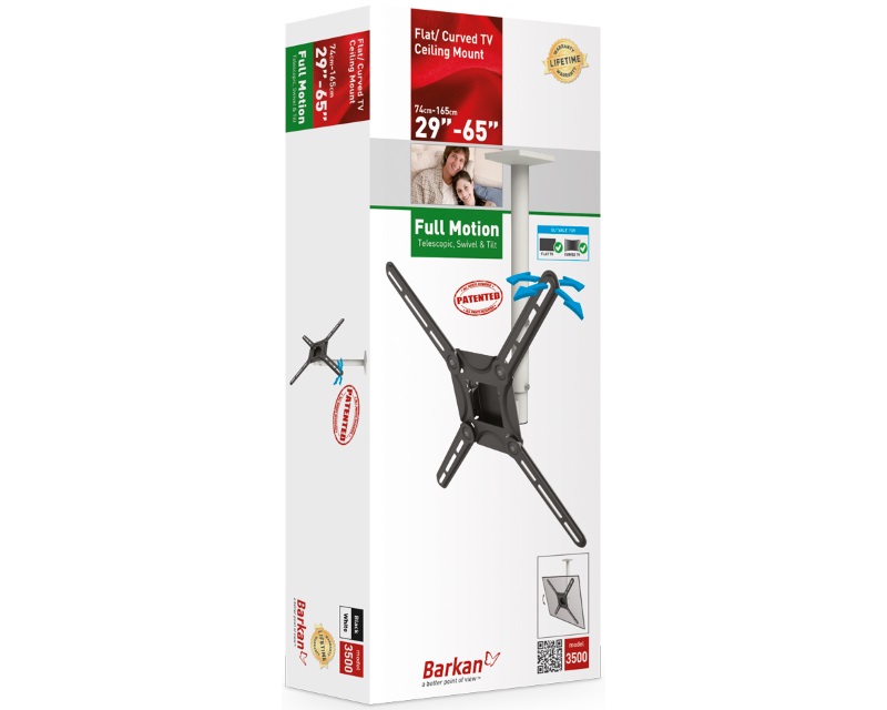 BARKAN 3500.W LCD TV plafonski nosač do 65" za ravne i zakrivljene televizore beli