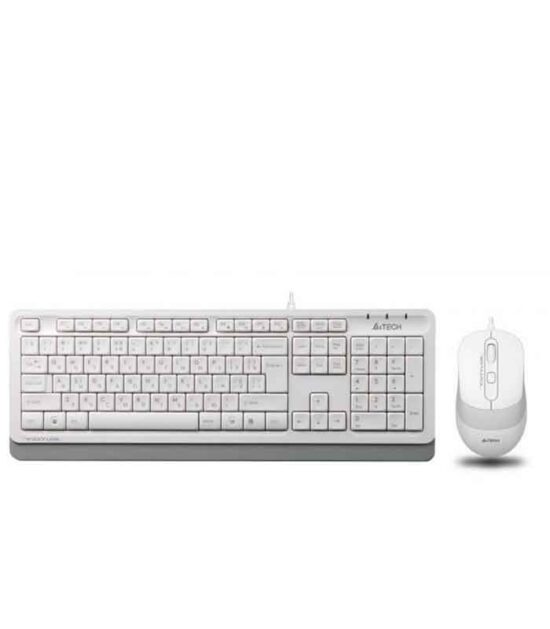 A4 TECH F1010 USB US bela tastatura + USB beli miš