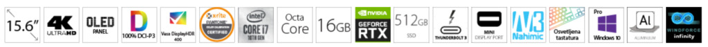 GIGABYTE AERO 15KC 15.6 4K OLED i7-10870H 16GB 512GB SSD GeForce RTX 3060P 6GB Win10Pro